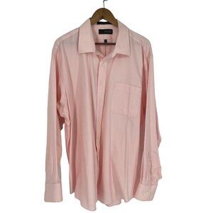 Marshall Fields Long Sleeve Button Front 2 Ply Herringbone Shirt Size 18 1/2